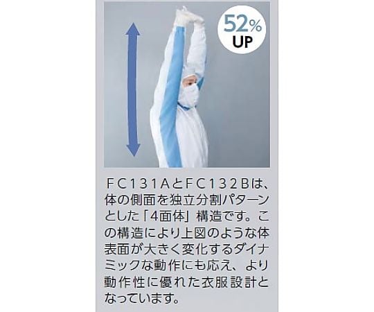 Cleanroom coveralls, white x green, L, FC131A-13, L, 1 unit