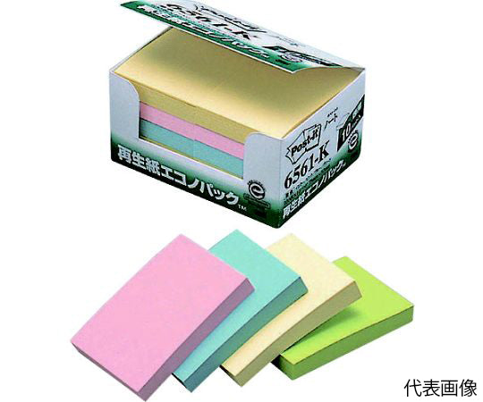 포스트·잇 75×50mm 100장×10 패드 4색들이 1000장 6561-K 1상자(1000장입)