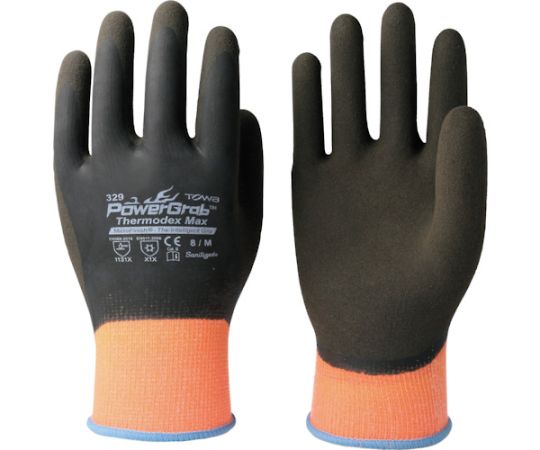 防寒天然ゴムコート手袋 PowerGrab ThermodexMax M　329-M 1双