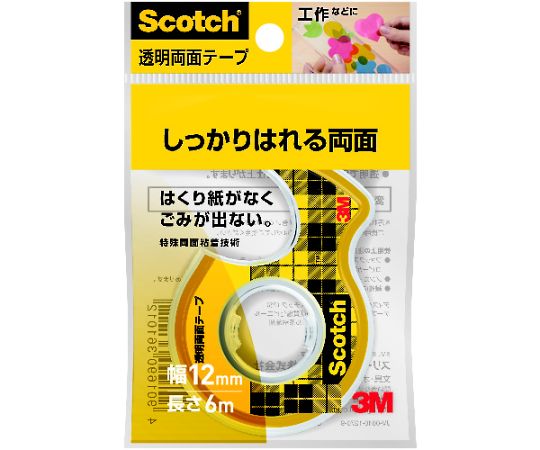 Scotch transparent double-sided tape small roll 12mm x 6m core diameter 25mm W-12 1 roll