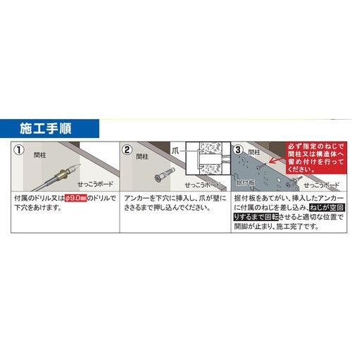 ＷＡＫＡＩ　ルームエアコン据付板取付補強用　セーフティボードアンカー　カクＢＯＸ（１８０入）　SBA01PB　1 箱