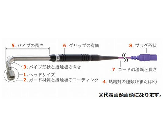 静止表面用温度センサ A形シリーズ φ15mm 90°（エルボ使用） 標準プラグ（熱電対同種金属） 200mm Kタイプ　A-234K-02-1-TC1-ASP 1本