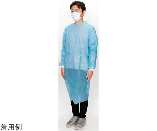 Isolation gown (non-waterproof, ribbed sleeves) individually wrapped, blue, 100 pieces, FV-IG-013BL, 1 case (100 pieces)