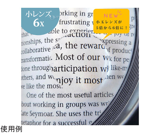 手持ちルーペ 大型LEDライト付き 1.8倍 小レンズ 6倍 130mm　W-130LH 1個