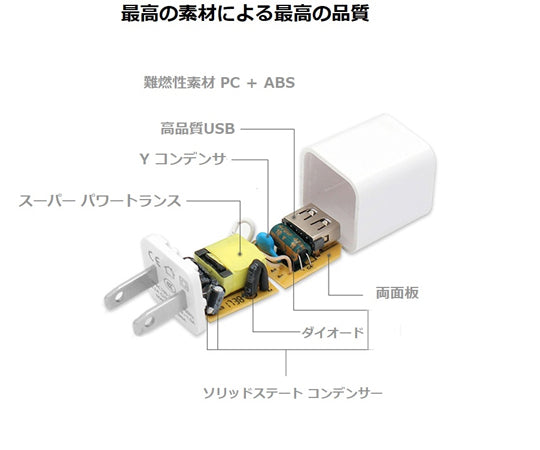 Type-A・1A出力USB充電アダプター 5個　BS-JAC1907-S5 1箱(5個入)