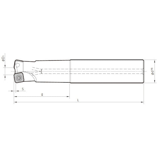 京セラ　高送りカッタ　ＭＦＨ　Ｈａｒｒｉｅｒ　エンドミル（ＳＯＭＴ１０タイプ）ロングシャンク　刃径２５ｍｍ　刃数２枚　全長２００ｍｍ　シャンク径２５ｍｍ　MFH25-S25-10-2T-200　1 本