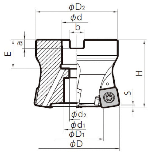 京セラ　高送りカッタ　ＭＦＨ　Ｈａｒｒｉｅｒ　フェースミル（ＳＯＭＴ１４タイプ）ミリ仕様　刃径６３ｍｍ　刃数５枚　全長５０ｍｍ　MFH063R-14-5T-22M　1 本