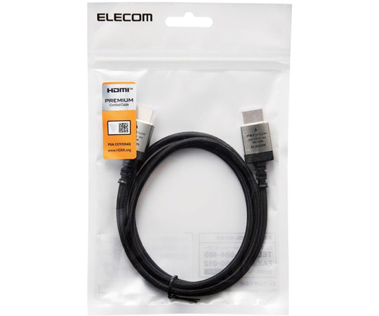 HDMIケーブル Premium スリムタイプ アルミコネクタ ナイロンメッシュケーブル 1.0m ブラック　DH-HDP14ES10SBK 1本