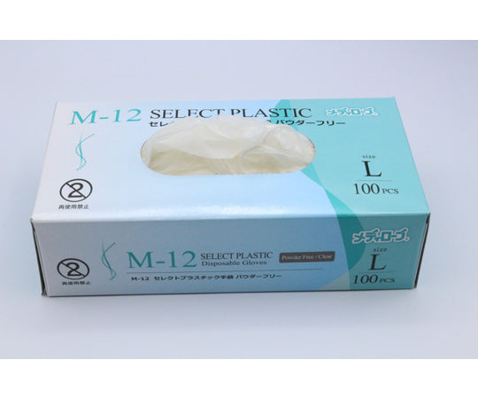 セレクトプラスチック手袋パウダーフリー L 100枚　M-12 1箱(100枚入)