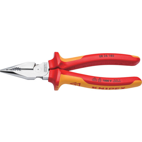 ＫＮＩＰＥＸ　絶縁ニードルノーズペンチ　１８５ｍｍ　１０００Ｖ　0826-185　1 丁