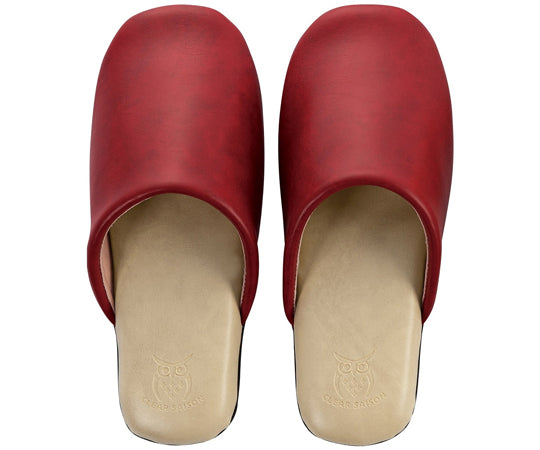 お手入れ簡単 拭ける 耐薬品スリッパ バイカラー Mサイズ（約22.5～24cm）レッド　974609 1足