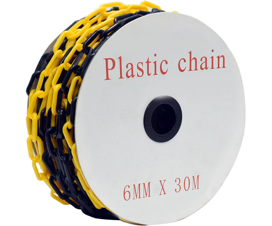 Plastic chain 30m yellow and black J2437-30 1 roll
