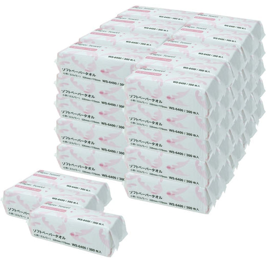Paper towels, soft type, oval (economy size), 300 sheets x 48 packs, WS6400, 1 case (48 packs)