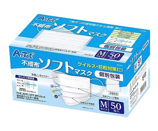 不織布ソフトマスク（個包装）Mサイズ 50枚入　51804 1個(50枚入)