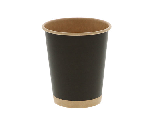 Paper cups for both hot and cold drinks, 8 oz, 80 mm diameter, unbleached black, pack of 50, 004535942, 1 pack (50 pcs)