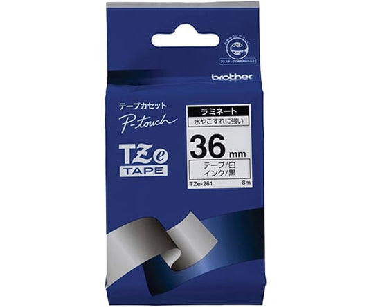 P-touch Laminated Tape Width 36mm (Black Text/White) TZe-261 1 Box