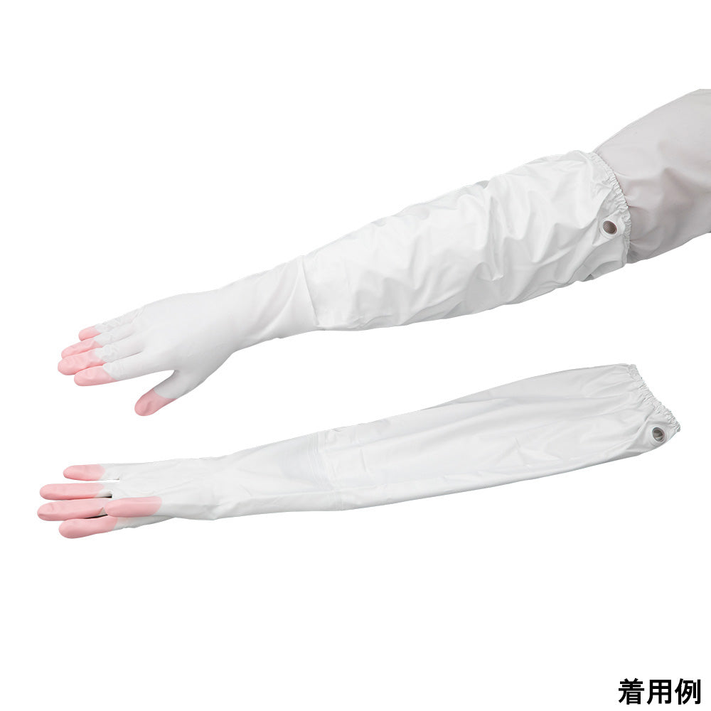 ビニールうす手 ロング 腕カバー付き 指先抗ウイルス加工（ファミリー） M ピンク 1双