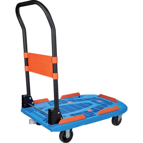 TRUSCO Plastic Cart Cartio (New Model) 780X490 Folding Blue Plastic Stopper with Fence to Prevent Baggage from Falling MPK-780-B-JS-RSK 1 Unit