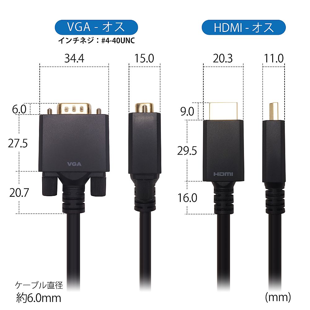 HDMI→VGA変換ケーブル 3m　HAVG30-710BB 1本