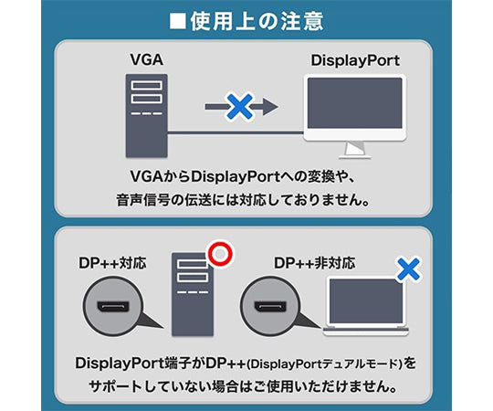 Displayport→VGA変換アダプタ 15cm Displayportオス-VGAメス　DPVGF-736BB 1本