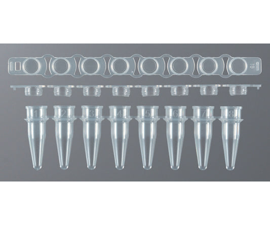 PCR 8-tube/cap set, 0.2mL, flat cap, 125 sets, 3135-00, 1 box (125 sets)