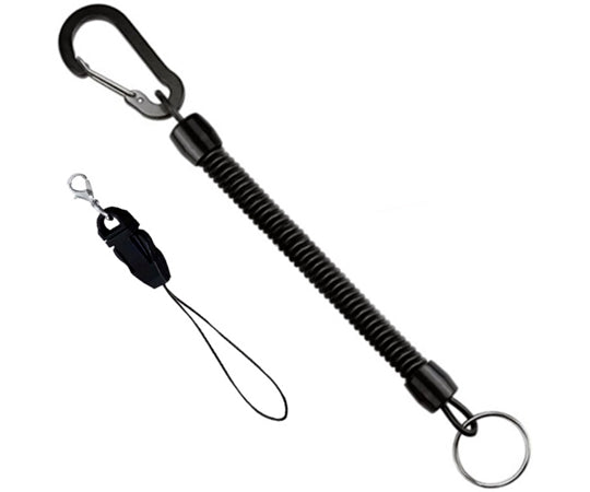 낙하 방지 스트랩 카라비나+컬 코드+끈 파트 블랙 TR-STP001 1개