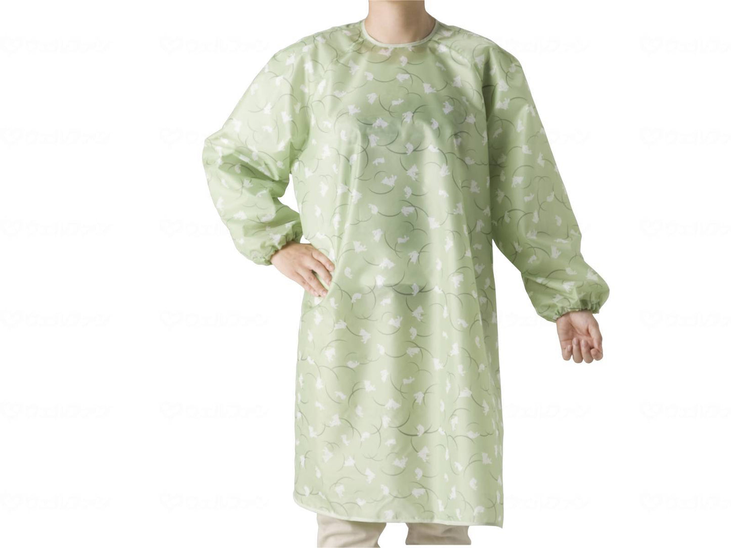 Special clothing Meal apron (super water repellent) with sleeves Japanese pattern rabbit kinako