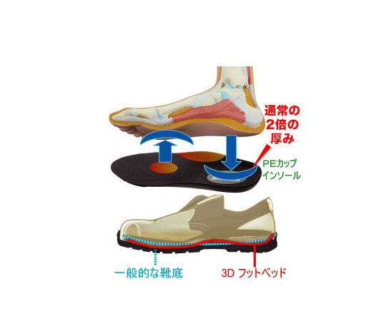 JSAA A종 인정 고기능 입체 성형 세프티 스니커 G3595 화이트 23.0 cm G3595-W-23.0 1 다리