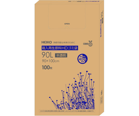 박스입재생 원료 HD쓰레기봉투 90L 반투명 100장입 006605402 1상자(100장입)