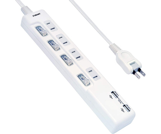 고출력 3.4AUSB 포트 부착 스위치 AC 탭 2m EUTS-423420 1대