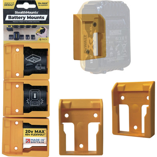 Stealth Mount Battery Mount for DeWalt XR20V (Pack of 6) Yellow BM-DW20-YLW-6 1 piece