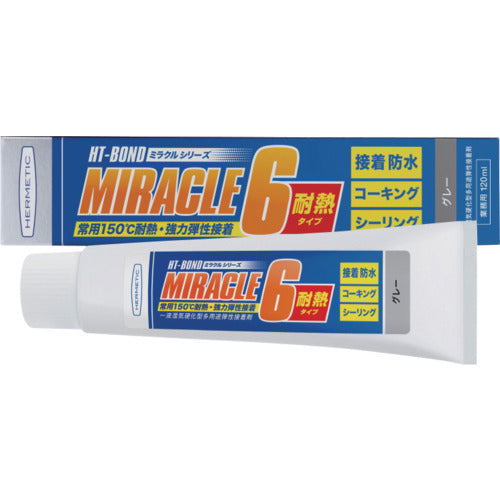 ヘルメチック　多用途弾性防水接着剤　Ｍｉｒａｃｌｅ６　耐熱タイプ　グレー　１２０ｍｌ　MIRACLE6TNGY120　1 個