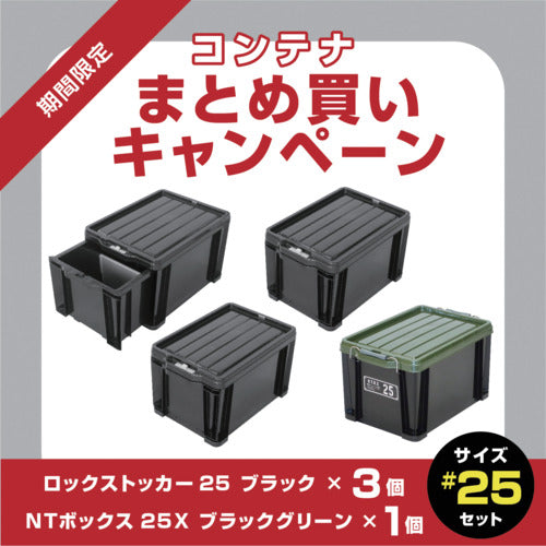 ＪＥＪアステージ　【７月１日〜８月４日まで】ロックストッカー＃２５　ブラック　３個＋ＮＴボックス２５Ｘ　１個　まとめ買い１０％ＯＦＦキャンペーン　LOCK-25BK3P-PLUS-NT25X　1 Ｓ