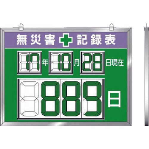 ユニット　デジタル数字型無災害記録表　４５４×６０４×１４厚　867-19　1 台