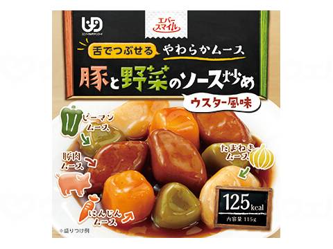 Daiwa Seikan Ever Smile Mousse Meal 1 piece Pork and vegetable sauce stir fry style