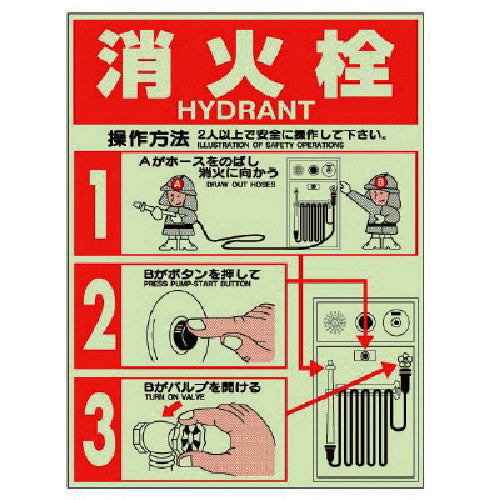 Unit Fire Induction Sign Fire Hydrant Sticker, Luminous Sticker, 400 x 300, 826-21, 1 sheet