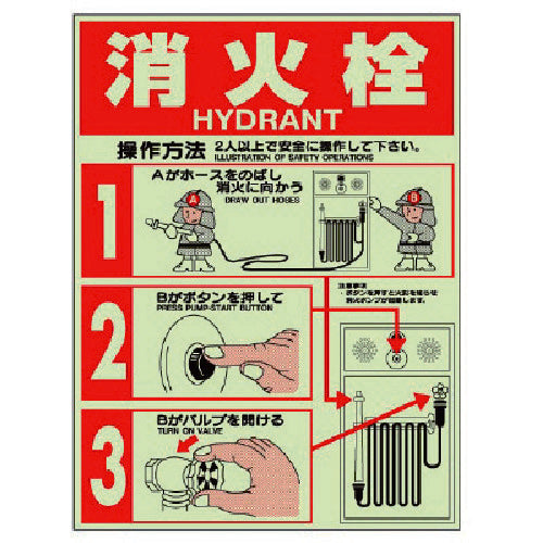 Unit Fire Induction Sign Fire Hydrant Sticker, Luminous Sticker, 400 x 300, 826-22, 1 sheet