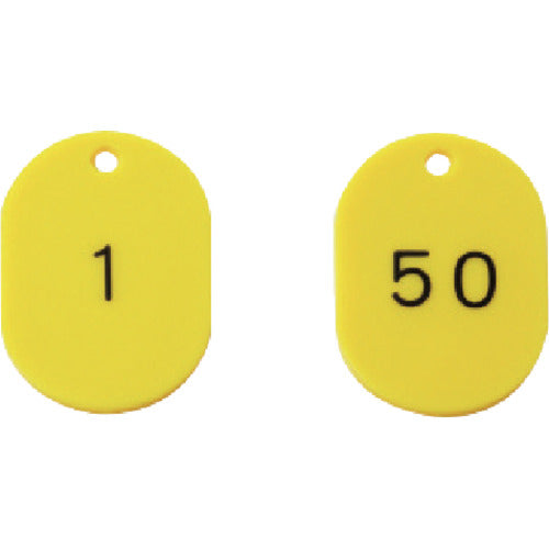 Unit number tag 45 x 30 yellow 1-50 50 pieces 877-613 1 set