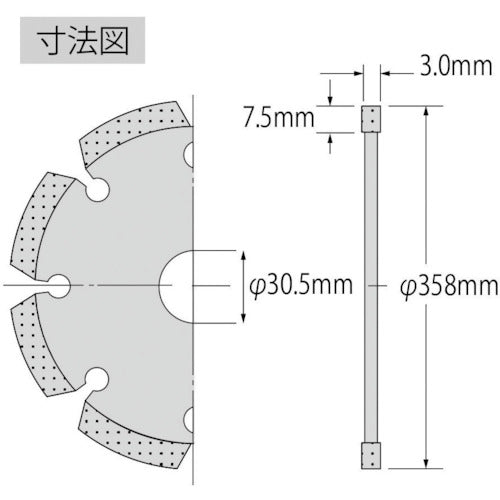 새우 다이아몬드 커터 레이저(건식) 358mm 구멍 직경 30.5mm SL355305 1장