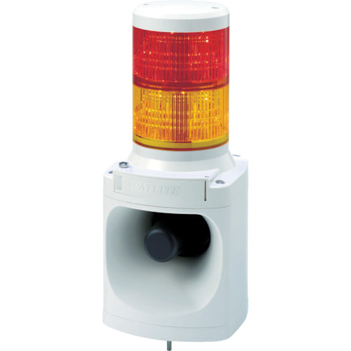 Patlite LED stacked signal light with electronic sound alarm Color: Red/Yellow LKEH-210FA-RY 1 unit