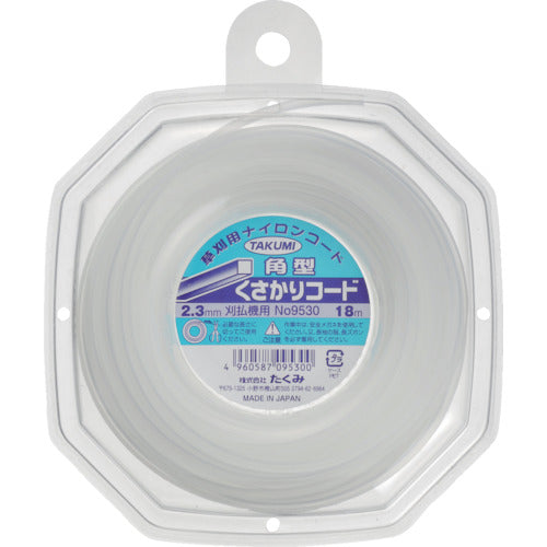 たくみ　ナイロンコード　“くさかりコード　角型　２．３ｍｍ×１８ｍ”　9530　1 個