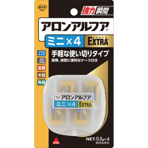Konishi Instant Adhesive Bond Aron Alpha EXTRA Mini x 4 (0.5g x 4 bottles) #04611 NO.04611 1 PK