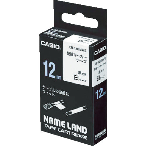 カシオ　ネームランド専用カートリッジ　配線マーカーテープ１２ｍｍ　XR-12HMWE　1 個