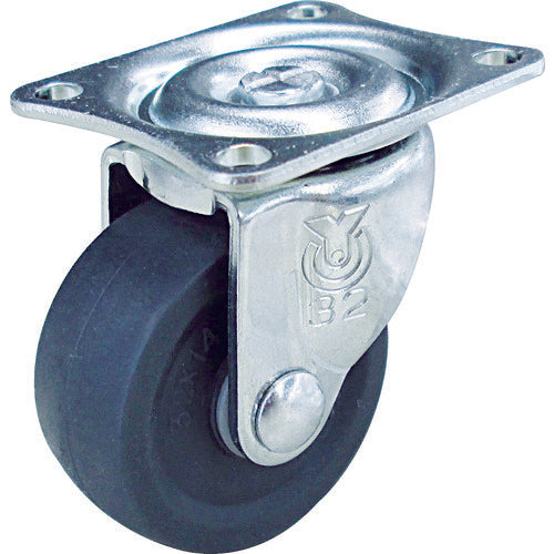 유에이 플레이트식 자재 캐스터 엘라스토머 바퀴 지름 32mm G타입 G형 설치 치수 30×24 G-32EL 1개