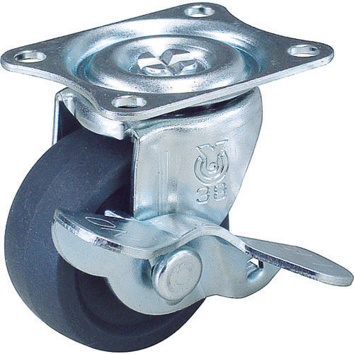 ユーエイ　プレート式　自在　キャスター　エラストマー　車輪径３８ｍｍ　ストッパー付き　Ｇタイプ　Ｇ−Ｓ型　取付寸法３６×２８　G-38ELS　1 個