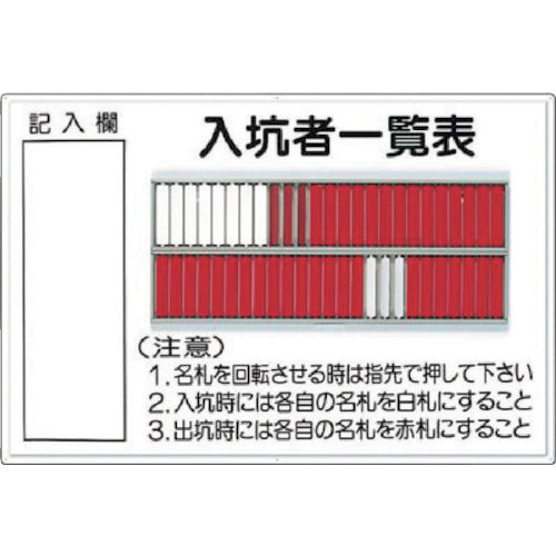 つくし　標識　「入坑者一覧表　５０人用」　80-A　1 台