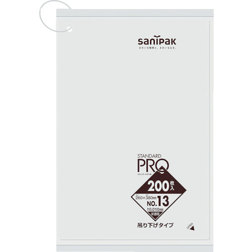 사니팩 스탠다드 폴리 봉투 매달아 타입(0.01mm) 13호 200장 H13H-HCL 1봉