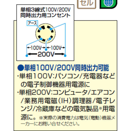 新ダイワ　インバータ発電機　５．５ＫＶＡ　IEG5500M-Y　1 台