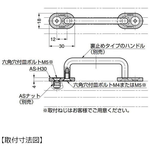 ＳＵＧＡＴＳＵＮＥ　（１０００８００２６）ＡＳ−Ｈ３０ハンドル用ブラケット　AS-H30　1 個