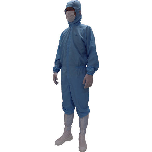 GOLDWIN 클린 룸용 웨어 후드 첨부 원피스 블루 S PP1440-BS 1 착용